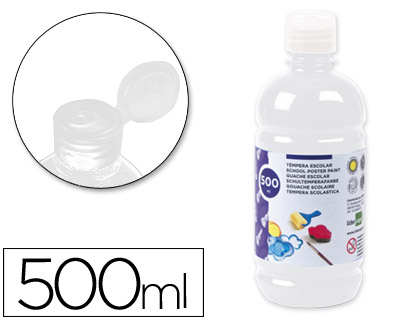 Témpera líquida Liderpapel escolar 500ml. blanco